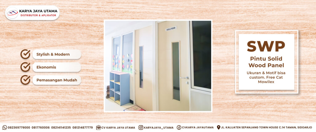 Pintu SWP (Solid Wood Panel) Tipe Router Glass Untuk Bangunan Sekolah TK