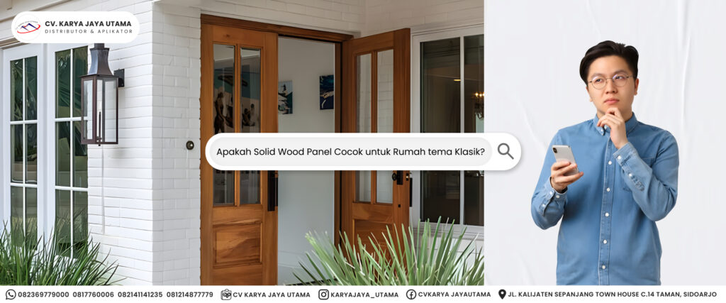 Pintu Solid Wood Panel untuk Rumah Klasik